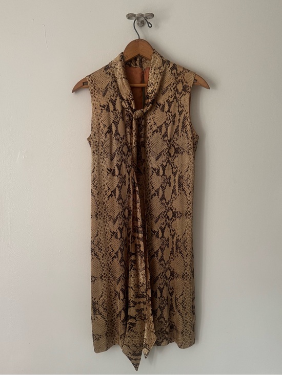 Dresses & Skirts - Vintage 1960 Snakeskin Pussybow Mini Dress.